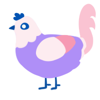 A lilac and rose chicken with a head pattern