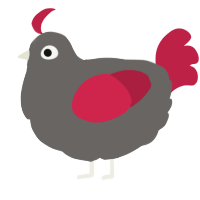 A grey and crimson chicken