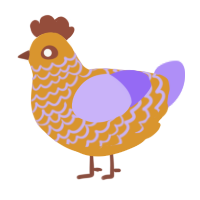 A orange and lilac chicken with a lace pattern