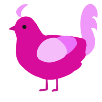 A fuchsia and lavender chicken