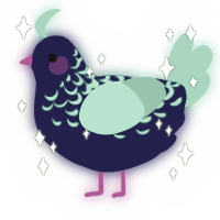 A navy and turquoise chicken with a half-lace pattern