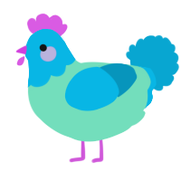 A mint and cerulean chicken with a head pattern