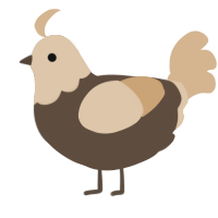 A bark and beige chicken with a head pattern