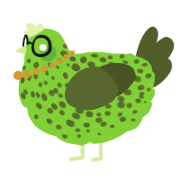 A grass and olive chicken with a speckle pattern