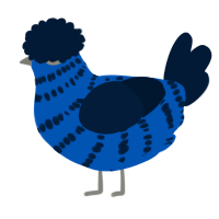 A ultramarine and tumblr chicken with a bar pattern