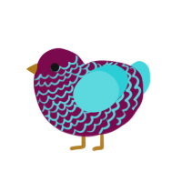 Friend of the Night, a wine and aqua chicken with a lace pattern