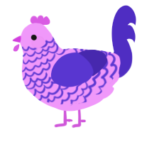 A lavender and indigo chicken with a lace pattern