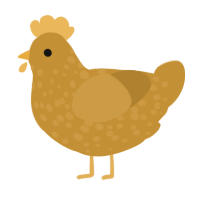A gold chicken with a speckle pattern