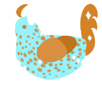 A cerulean and bark chicken with a speckle pattern