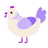 A cream and lilac chicken with a neck-speckle pattern