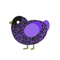 Oil Slick, a sable and blurple chicken with a double-lace pattern