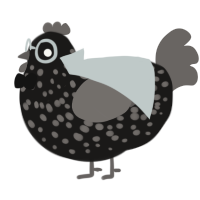 A sable and grey chicken with a speckle pattern