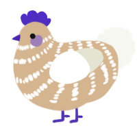 A beige and white chicken with a bar pattern