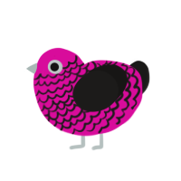 Huckleberry, a fuchsia and sable chicken with a lace pattern