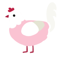 A rose and white chicken with a head pattern