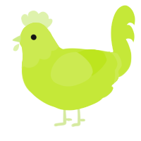 A lime chicken with a head pattern
