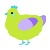 A lime and lilac chicken