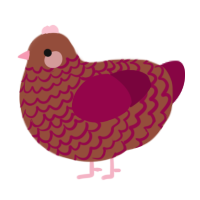 A russet and maroon chicken with a lace pattern