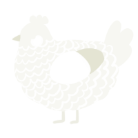 A white chicken with a lace pattern