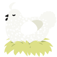 A white chicken with a speckle pattern