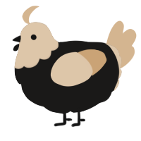 A sable and beige chicken with a head pattern