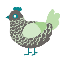 A grey and gluppy chicken with a lace pattern