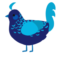 A navy and cerulean chicken with a half-lace pattern
