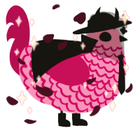 A pink and wine chicken with a lace pattern