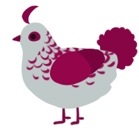 A silver and maroon chicken with a half-lace pattern