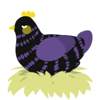 A black and overcast chicken with a bar pattern