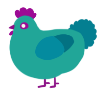 A turquoise and sea chicken