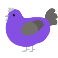 A blurple and grey chicken