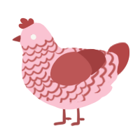 A rose and red chicken with a lace pattern