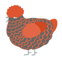 A grey and vermilion chicken with a lace pattern