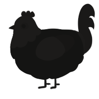 A black and sable chicken with a head pattern