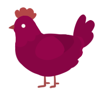A maroon chicken with a head pattern