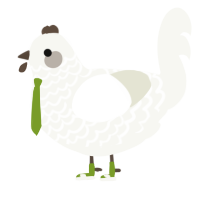 A white chicken with a lace pattern