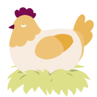 A cream and honey chicken with a head pattern