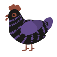 A sable and overcast chicken with a bar pattern