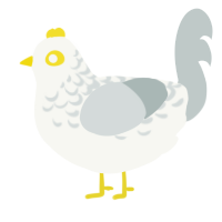 A white and silver chicken with a half-lace pattern