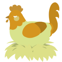 A lemon and ochre chicken with a head pattern