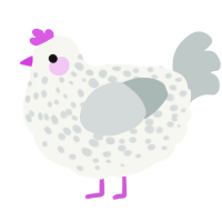 A white and silver chicken with a speckle pattern