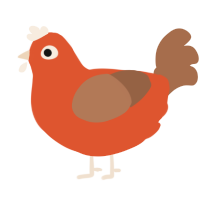 A vermilion and brown chicken