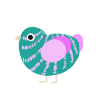 (unnamed), a turquoise and lavender chicken with a bar pattern