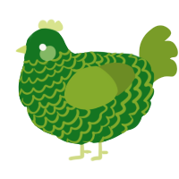 A leaf and chartreuse chicken with a lace pattern