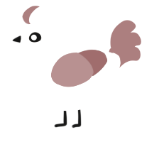 A cream and red chicken