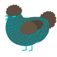 A teal and bark chicken with a lace pattern