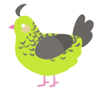 A lime and grey chicken with a half-lace pattern
