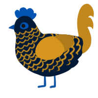A tumblr and ochre chicken with a lace pattern