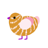 (unnamed), a orange and rose chicken with a bar pattern